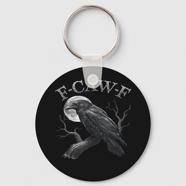 F-Caw-F Fågel Månad Goth Klassisk Cool Design Nyckelring (Framsida)