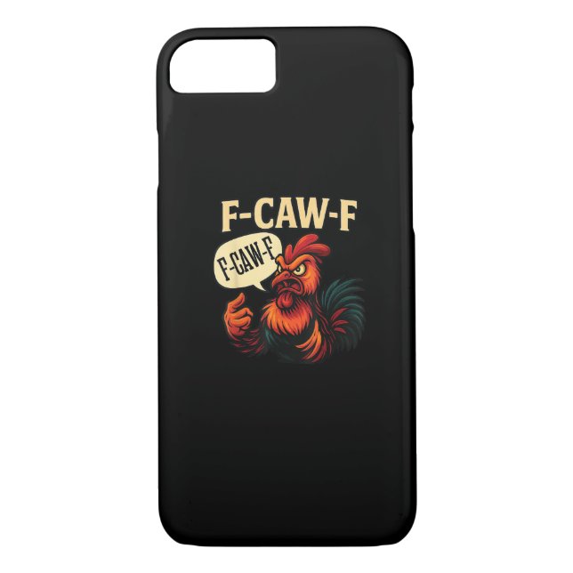 F Caw F Funny Angry Rooster Graphic Retro Style Case-Mate iPhone Skal (Baksida)