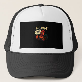F Caw F Funny Angry Rooster Graphic Retro Style Keps