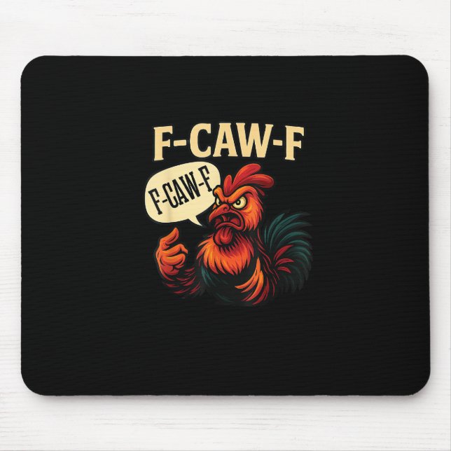 F Caw F Funny Angry Rooster Graphic Retro Style Musmatta (Framsidan)