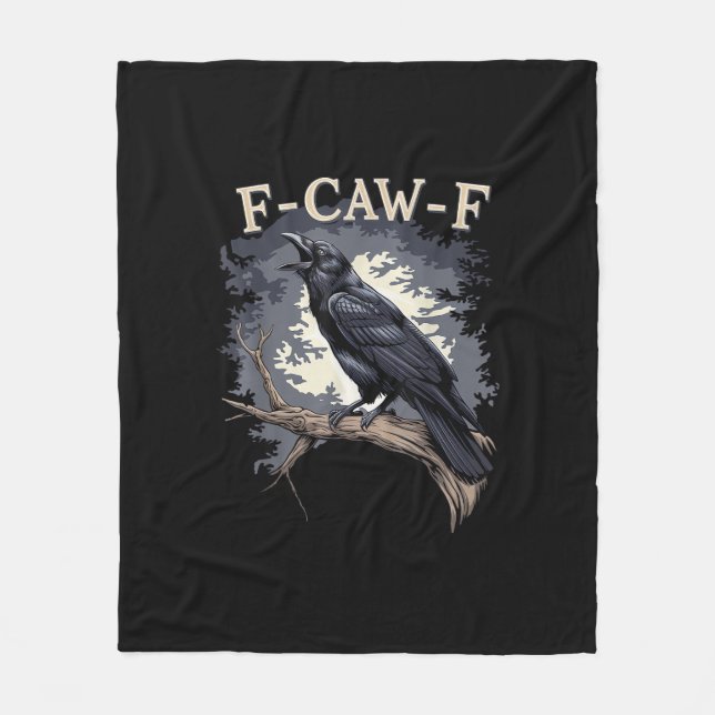 F Caw F Funny Bird Crow Creative Casual Design Fleecefilt (Framsidan)