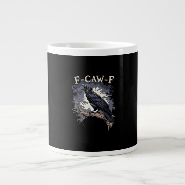 F Caw F Funny Bird Crow Creative Casual Design Jumbo Mugg (Framsidan)