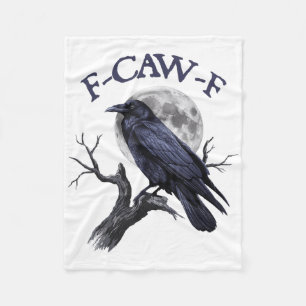 F-caw-f Funny Black Bird Black Kråka Fleecefilt