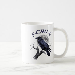 F-caw-f Funny Black Bird Black Kråka Kaffemugg
