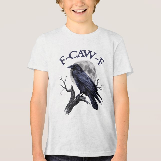 F-caw-f Funny Black Bird Black Kråka T Shirt (Framsida)