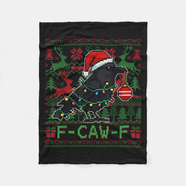 F-caw-f Funny Black Bird Humor Christmas Ugly Swea Fleecefilt (Framsidan)