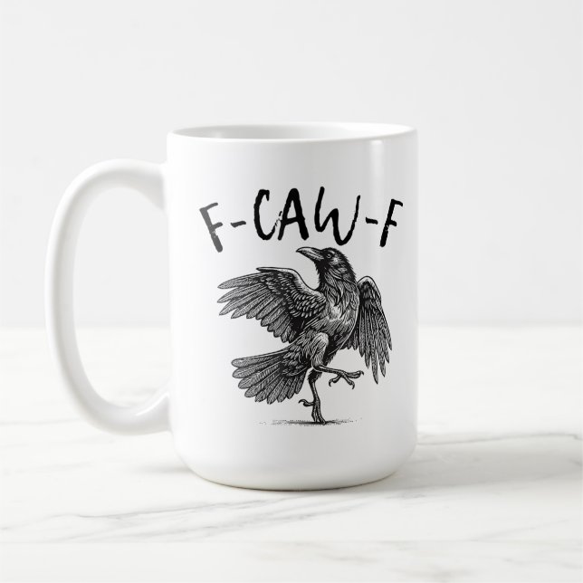  F-Caw-F Funny Black Crow F-Caw-F Funny Black Bird Kaffemugg (Vänster)