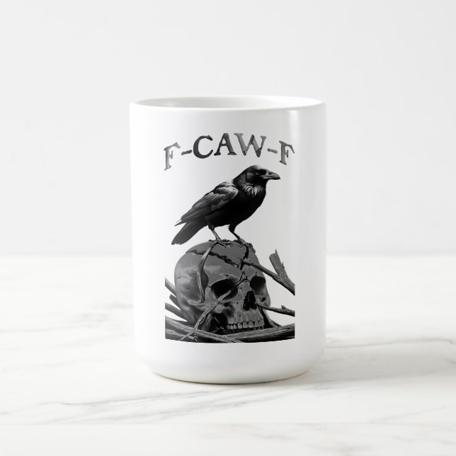 F-Caw-F Funny Black Kråka Bird Kaffemugg (Center)