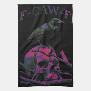 F-Caw-F Funny Black Kråka Bird Kökshandduk