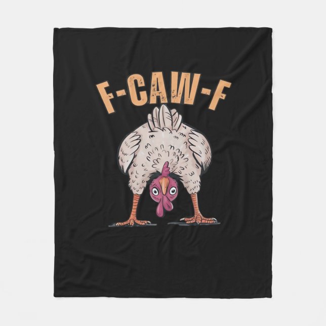 F Caw F Funny Chicken Classic Retro Cool Style Fleecefilt (Framsidan)