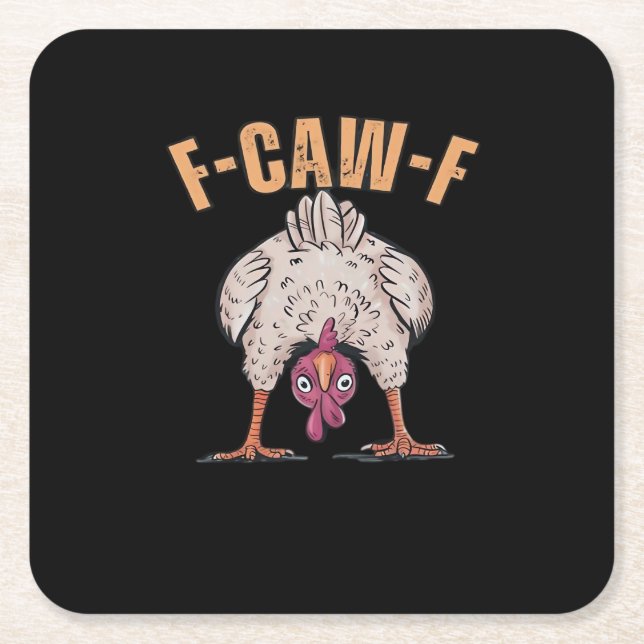F Caw F Funny Chicken Classic Retro Cool Style Underlägg Papper Kvadrat (Framsidan)