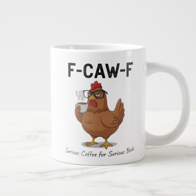 F-Caw-F Funny Chicken Coffee Mug | Hilarious Roost Jumbo Mugg (Höger)