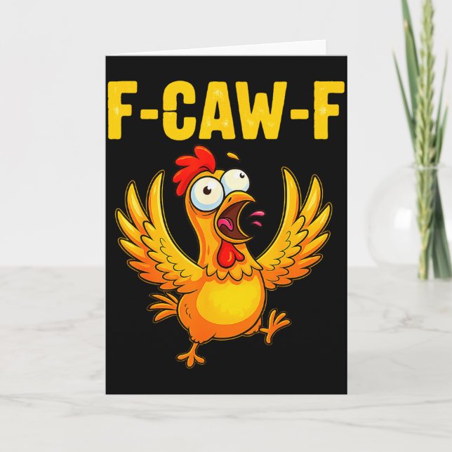 F-caw-f Funny Chicken – Crazy Farm Animal Humor  Kort (Framsida)