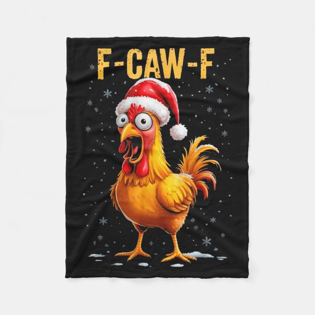 F-caw-f Funny Chicken Humor Meme Christmas Men Wom Fleecefilt (Framsidan)