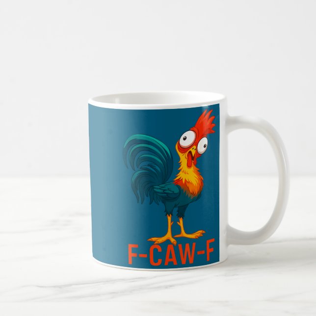F-caw-f Funny Chicken Humor Quote Rooster Meme _a6 Kaffemugg (Höger)