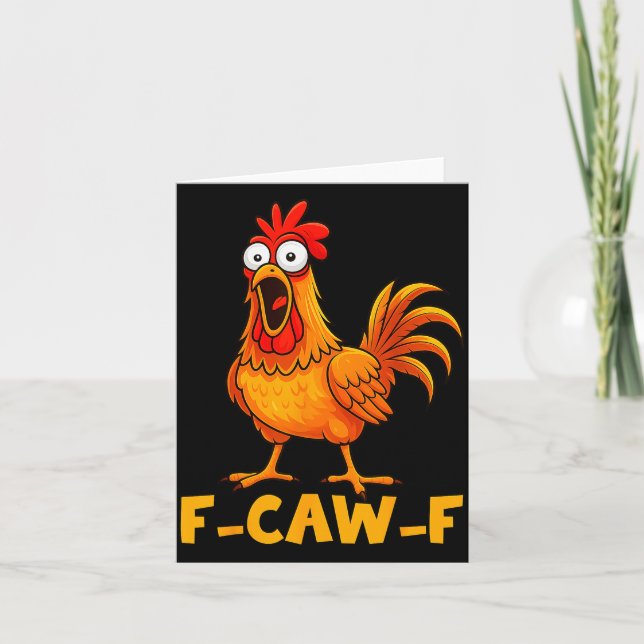 F-caw-f Funny Chicken Humor Quote Rooster Meme Fun Kort (Framsida)