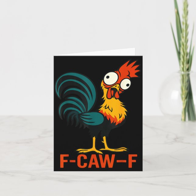 F-caw-f Funny Chicken Humor Quote Rooster Meme  Kort (Framsida)