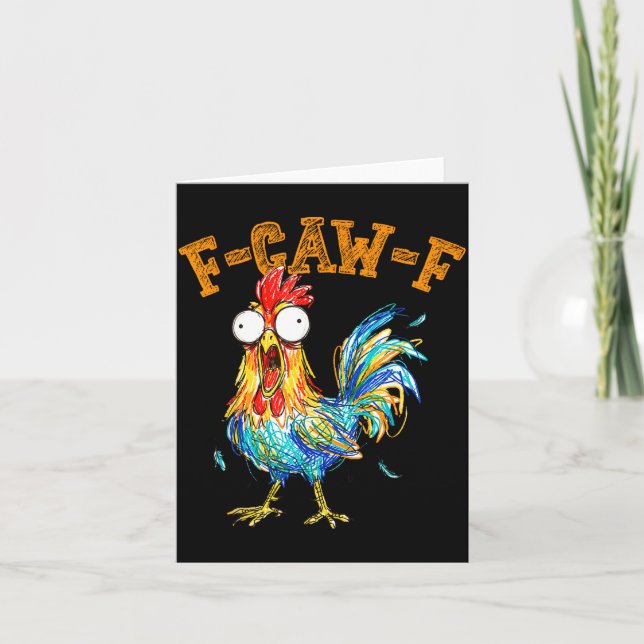 F-caw-f Funny Chicken Humor Quote Rooster Meme  Kort (Framsida)