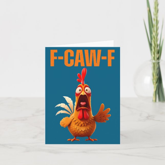 F-caw-f Funny Chicken Humor Quote Rooster Meme  Kort (Framsida)