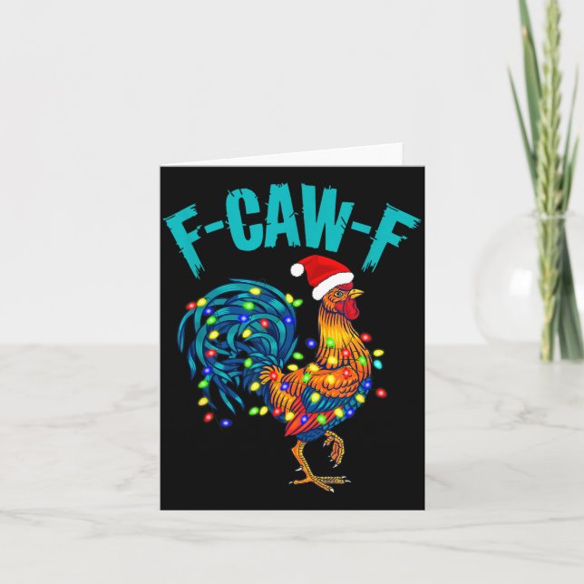 F-caw-f Funny Chicken Humor Rooster Meme Christmas Kort (Framsida)