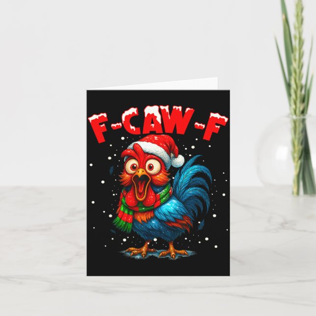 F-caw-f Funny Chicken Humor Rooster Meme Christmas Kort (Framsida)