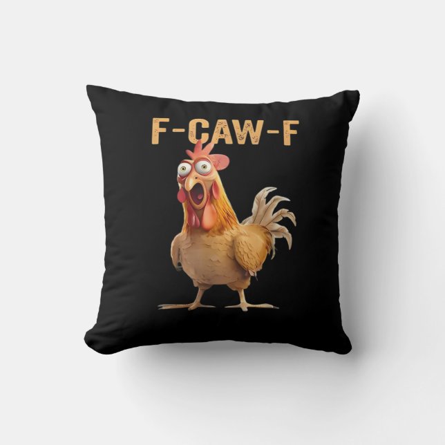 F Caw F Funny Chicken Humor Rooster Meme Classic Kudde (Framsida)