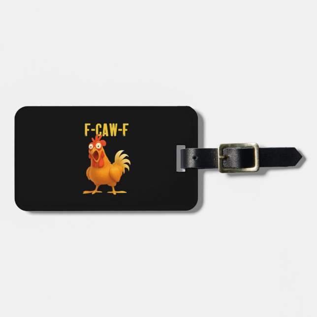 F Caw F Funny Chicken Meme Trendy Modern Style Bagagebricka (Horisontell Framsida)