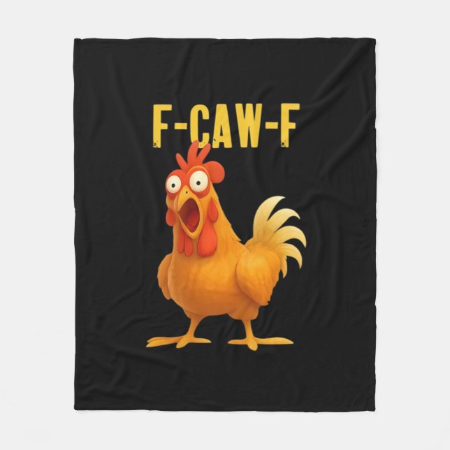F Caw F Funny Chicken Meme Trendy Modern Style Fleecefilt (Framsidan)