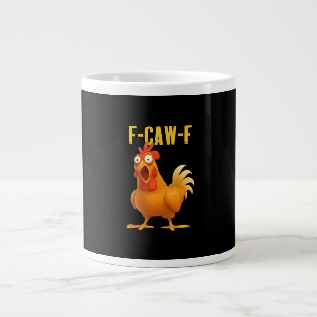 F Caw F Funny Chicken Meme Trendy Modern Style Jumbo Mugg (Framsidan)
