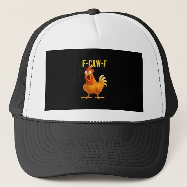 F Caw F Funny Chicken Meme Trendy Modern Style Keps (Framsida)