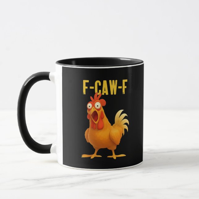 F Caw F Funny Chicken Meme Trendy Modern Style Mugg (Vänster)