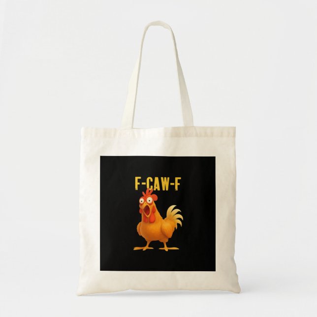 F Caw F Funny Chicken Meme Trendy Modern Style Tygkasse (Framsidan)