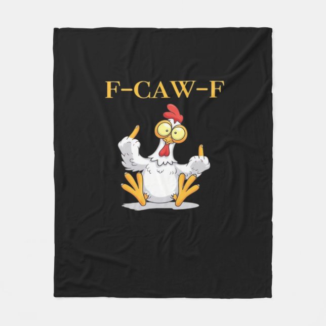 F-Caw-F Funny Chicken Retro Classic Fleecefilt (Framsidan)