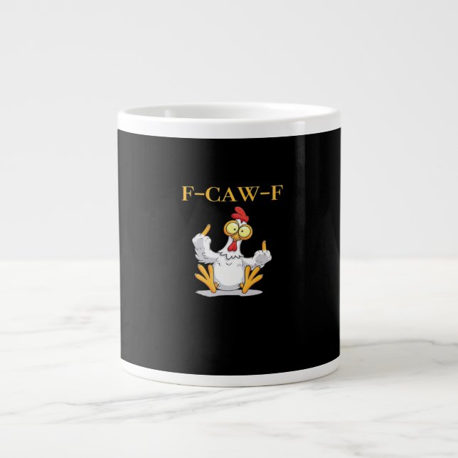 F-Caw-F Funny Chicken Retro Classic Jumbo Mugg (Framsidan)