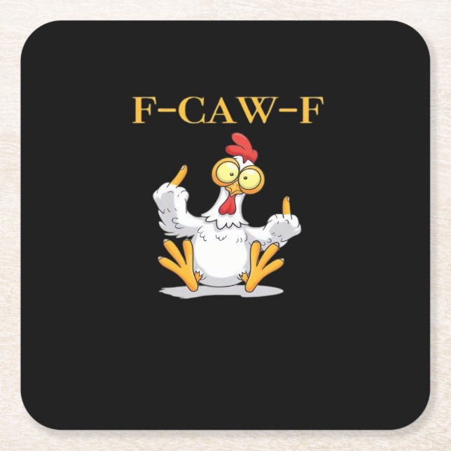 F-Caw-F Funny Chicken Retro Classic Underlägg Papper Kvadrat (Framsidan)