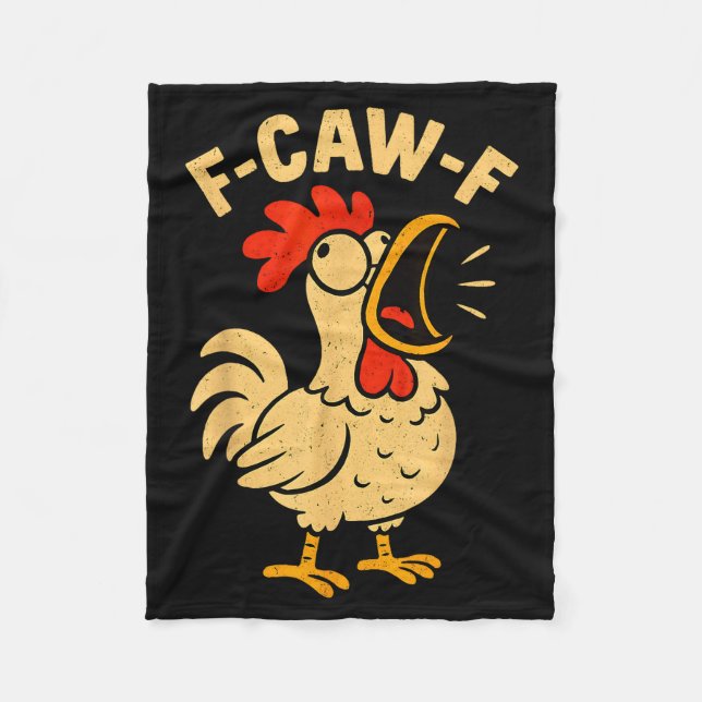 F Caw F Funny Chicken Rooster Men Women  Fleecefilt (Framsidan)