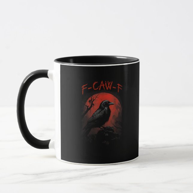 F-Caw-F Funny Crow Blood Moon Gothic Adult Humor Mugg (Vänster)