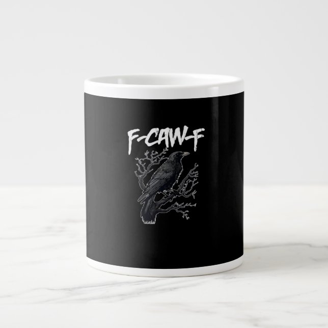 F-Caw-F Funny Crow Minimal Clean Jumbo Mugg (Framsidan)