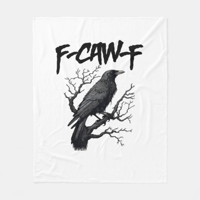 F Caw F Funny Crow Support Your Murder Graphic Fleecefilt (Framsidan)