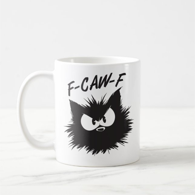 "F-CAW-F" Funny Grumpy Cat Mug Kaffemugg (Vänster)