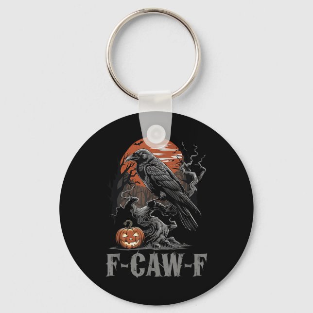 F-caw-f Funny Raven Gothic Kråka Black Bird Hallow Nyckelring (Framsida)