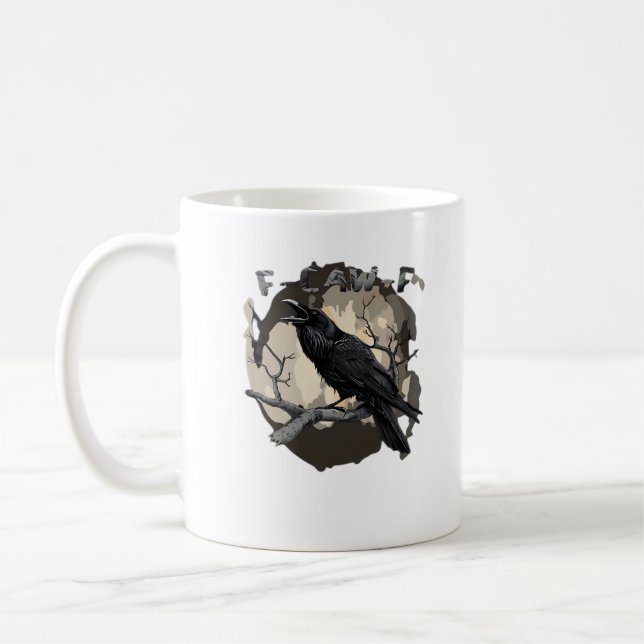 F-Caw-F Funny Raven Pun Gothic Crow Humor Retro Cl Kaffemugg (Vänster)