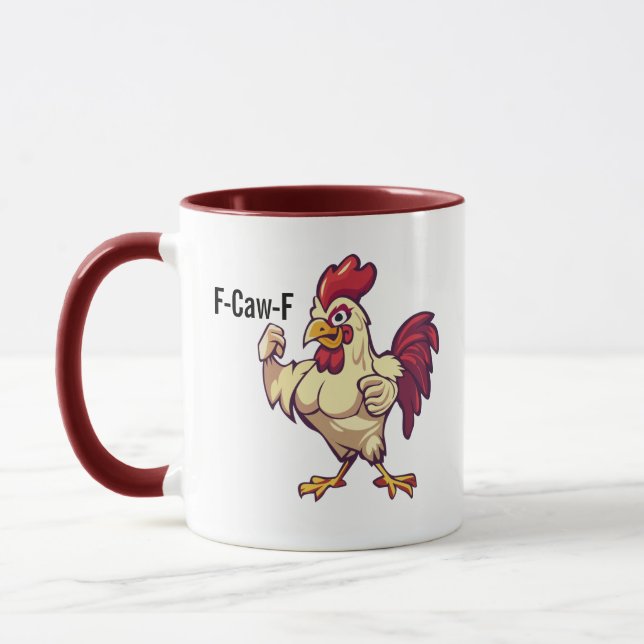 F-Caw-F Funny Rooster Flex Your Feathers Mug Mugg (Vänster)