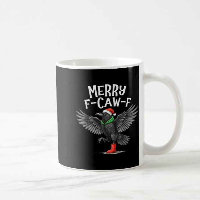 F-caw-f God Jul Rolig Kråka Korp  Kaffemugg (Höger)