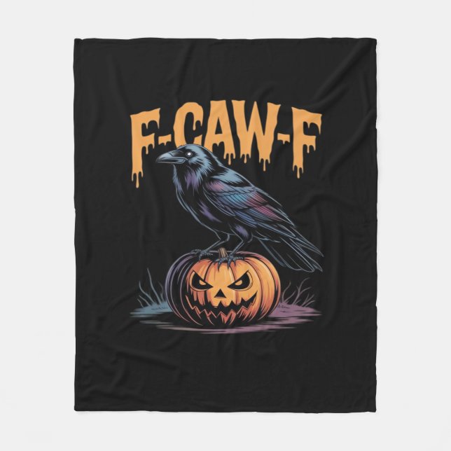 F-Caw-F Halloween Korp Jack-O-Lantern Kuslig Sjö Fleecefilt (Framsidan)