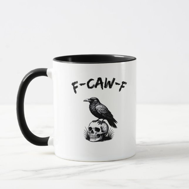 F-Caw-F Halloween Korp Skalle Gotisk Humor Rolig C Mugg (Vänster)