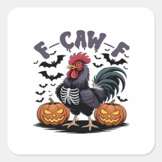 F Caw F Humor Kråka Gotisk Rolig Stil Fyrkantigt Klistermärke