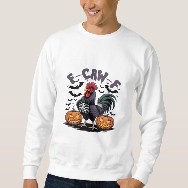 F Caw F Humor Kråka Gotisk Rolig Stil Lång Ärmad Tröja (Framsida)