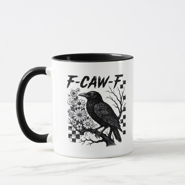 F-Caw-F Humor Rollig Gotisk Kråka Mugg (Vänster)