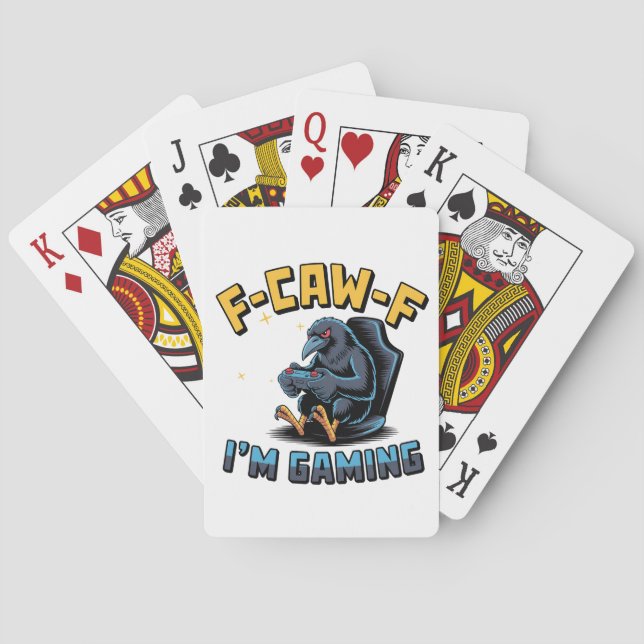 F-Caw-F I är Gaming-Kråka-Meme Casinokort (Baksidan)